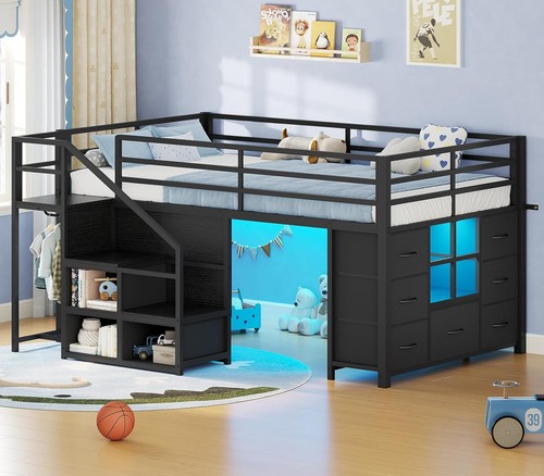 Low loft bed twin size - low, with