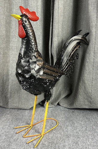 Metal standing black rooster - metal,