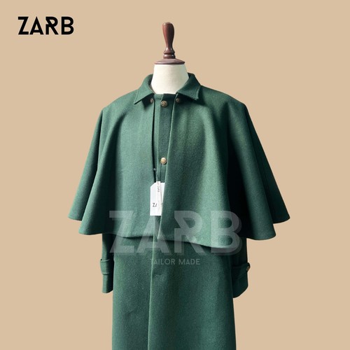 Men green wool inverness - men's,