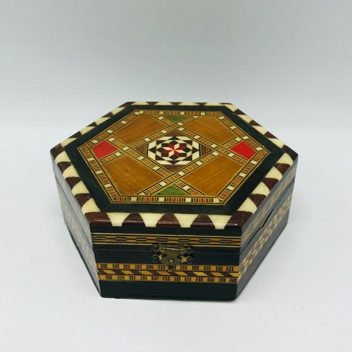 Marquetry wood inlay hexagon - marquetry,