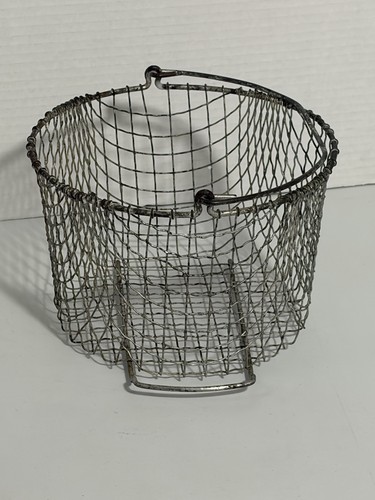 Vtg wire fry basket strainer - basket,