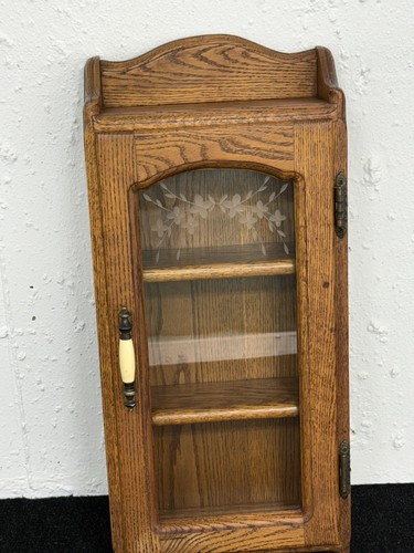 Vintage oak wall mounted curio - vintage,