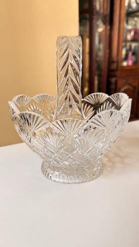 Vintage cut crystal basket - vintage,