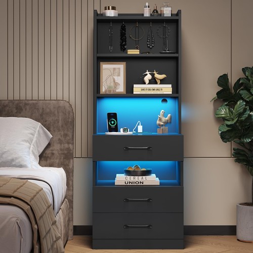 Tall nightstand large black - nightstand,large,
