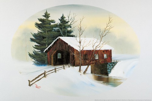 Bob ross covered bridge - bob, oval