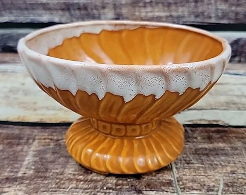 Vintage pottery planter orange - pottery,