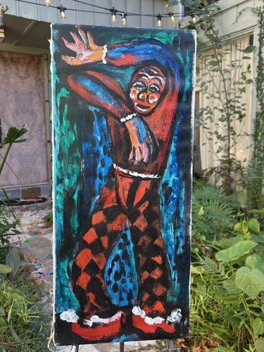 1950s oil canvas harlequin - oil, on