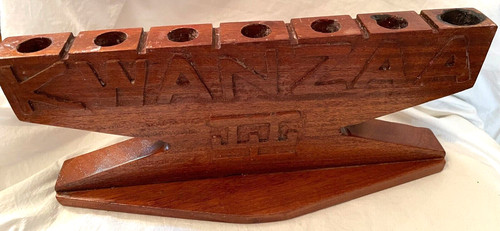 Kwanzaa wooden candle holder - kwanzaa,
