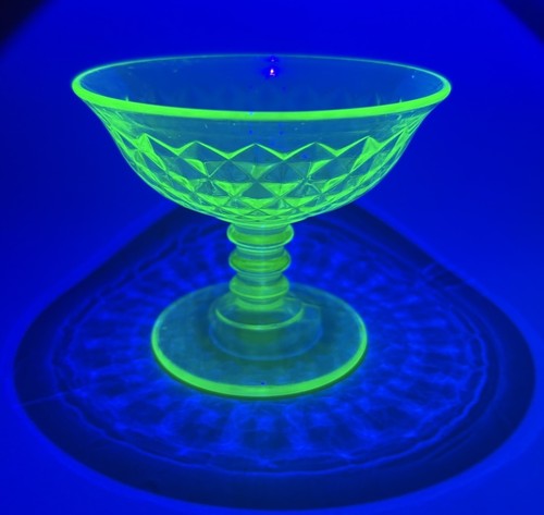 Vtg uranium glass sherbet ice - vtg,