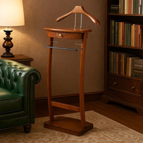 Wooden valet stand with - wooden,