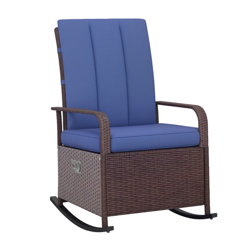Rattan rocking recliner - pe,