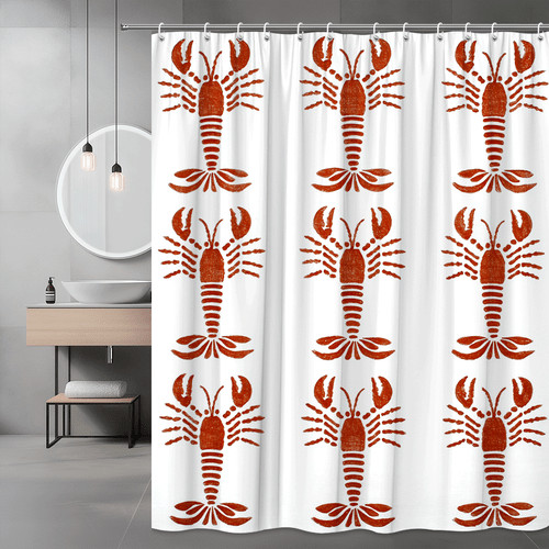 Lobster print shower - print, curtain