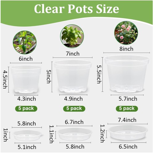 Clear flower pots with saucer - clear,