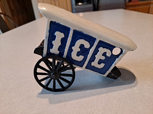 Cast iron ice wagon vintage - cast,