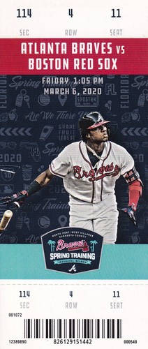 Ticket stub atlanta braves vs - ticket, stub: