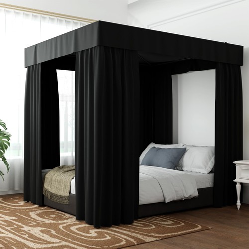 Black canopy bed drapes 4 - black,