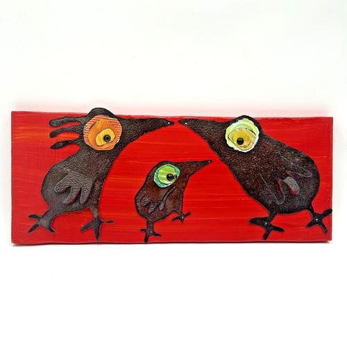 Whimsical odd birds - folk, art