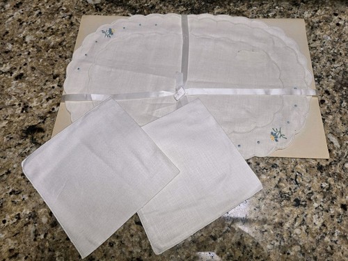 Vintage linen flower napkin - vintage, &