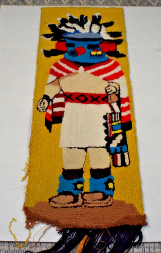Vintage latch hook rug wall - latch,