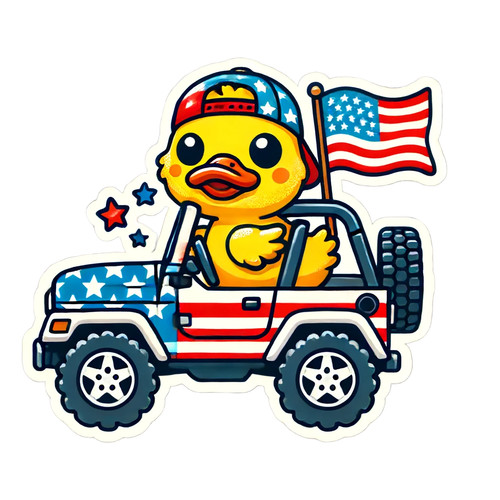 Patriotic rubber duck sticker - rubber,