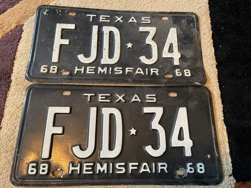 1968 texas license plates fjd - license,