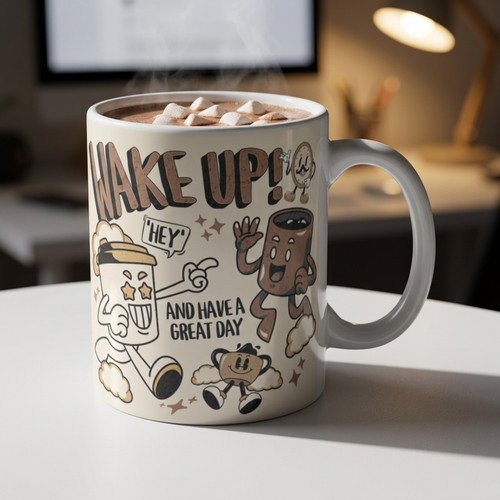 Funny wake coffee - coffee, mug