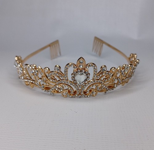 Faux diamond gold tone tiara - diamond,