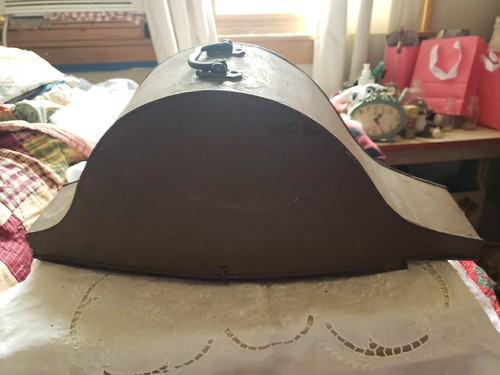 Antique bicorn metal hat box - antique,