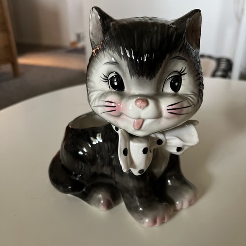 Napco cat with bowtie - cat, planter