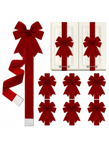 6pcs christmas red bows - 6pcs,