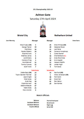Bristol city rotherham - v,