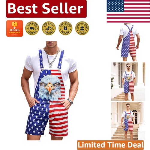 Mens american flag overalls - american,