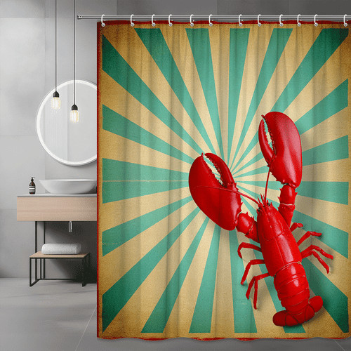 Lobster shower curtain retro - lobster,