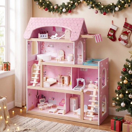 Kids wooden dollhouse - kids, 4-story