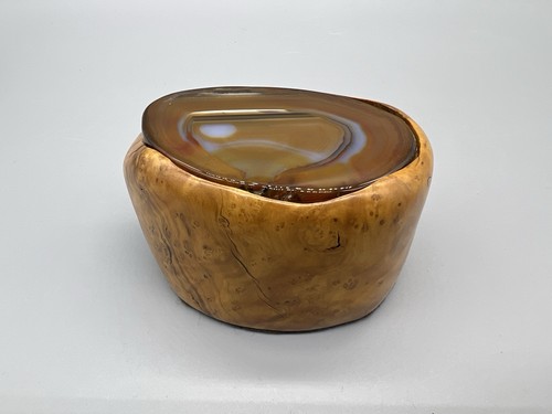 Vtg burlwood trinket box with - trinket,