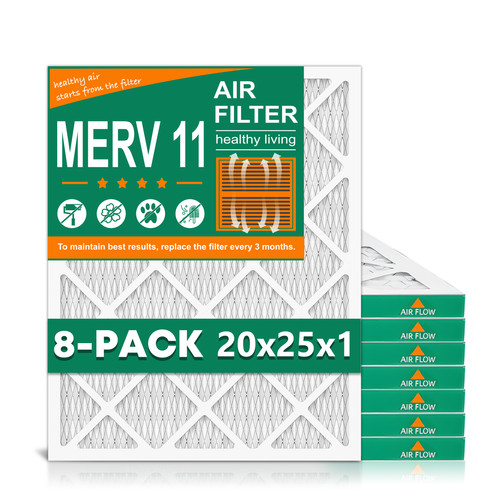 Pack 20x25x1 pleated air - 8-pack,