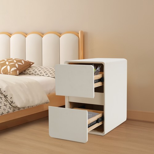 White drawer bedside cabinet - 2-drawer,