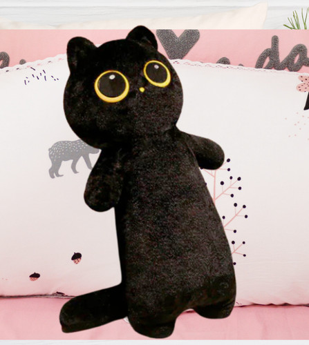 Long black cat plush big - long,