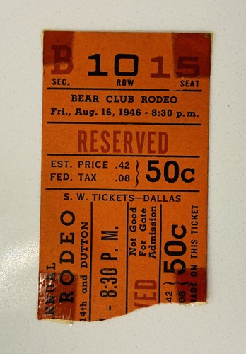 Rodeo ticket 1946 dallas - ticket:,