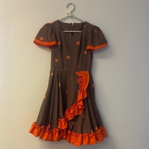 Elegant brown orange dress - brown, sz