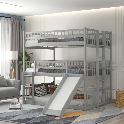 Wood triple bunk bed - triple, w/