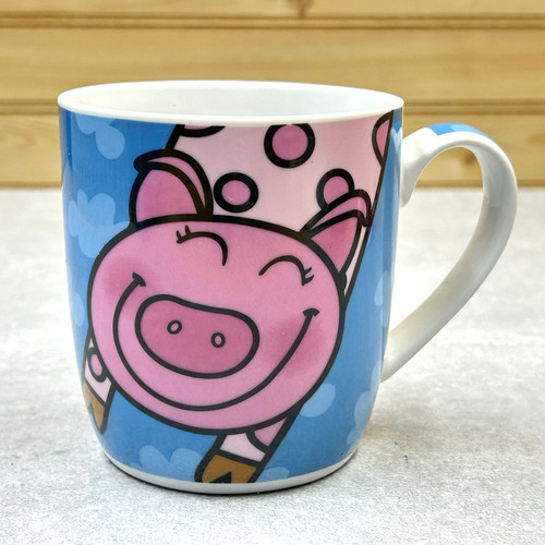 Happy pink pig - happy, whimsical