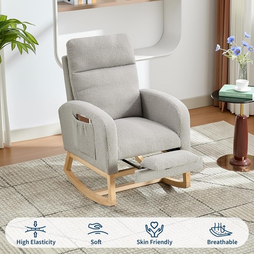 Gray rocking chair with foot - rocking,