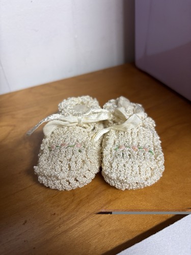 Baby crocheted booties 1957 - crocheted,