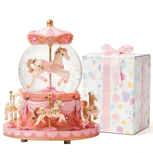 Carousel horse music box snow - horse,