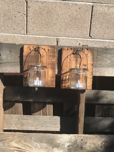 Set reclaimed wood jar - 2, wall