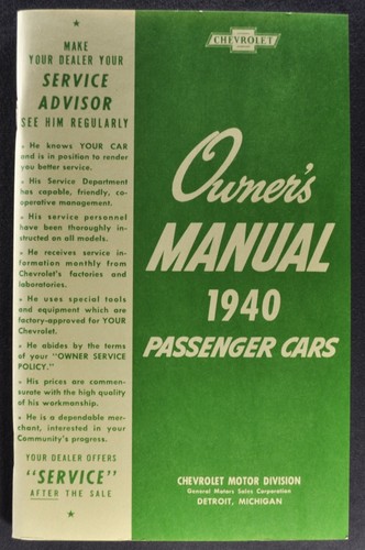 1940 chevrolet owners manual - chevrolet,