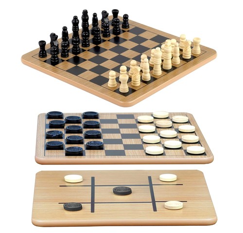 Reversible wooden chess - 10.5",