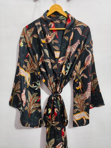 Animal print silk kimono - print,
