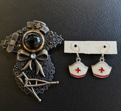 Nurse jewelry lot - brooch, &